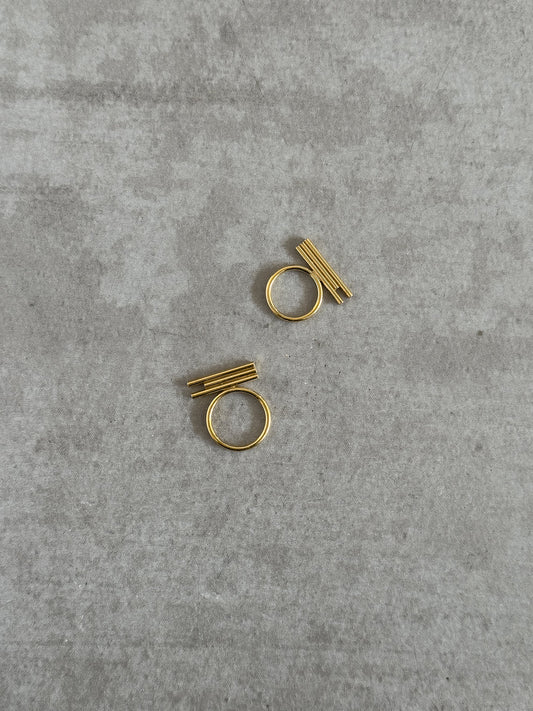 Triple Bar Gold Plated Ring